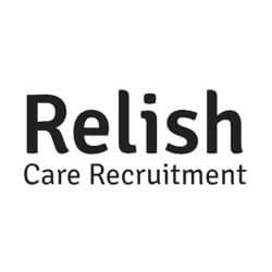 Relish Care Recruitment logo in black text on a white background. - Home Instead