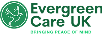 Evergreen Care UK logo with a dove icon and the slogan "Bringing Peace of Mind" in green text. - Home Instead