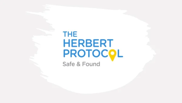 Logo for The Herbert Protocol with the tagline "Safe & Found" and a yellow map pin inside the letter "O". - Home Instead