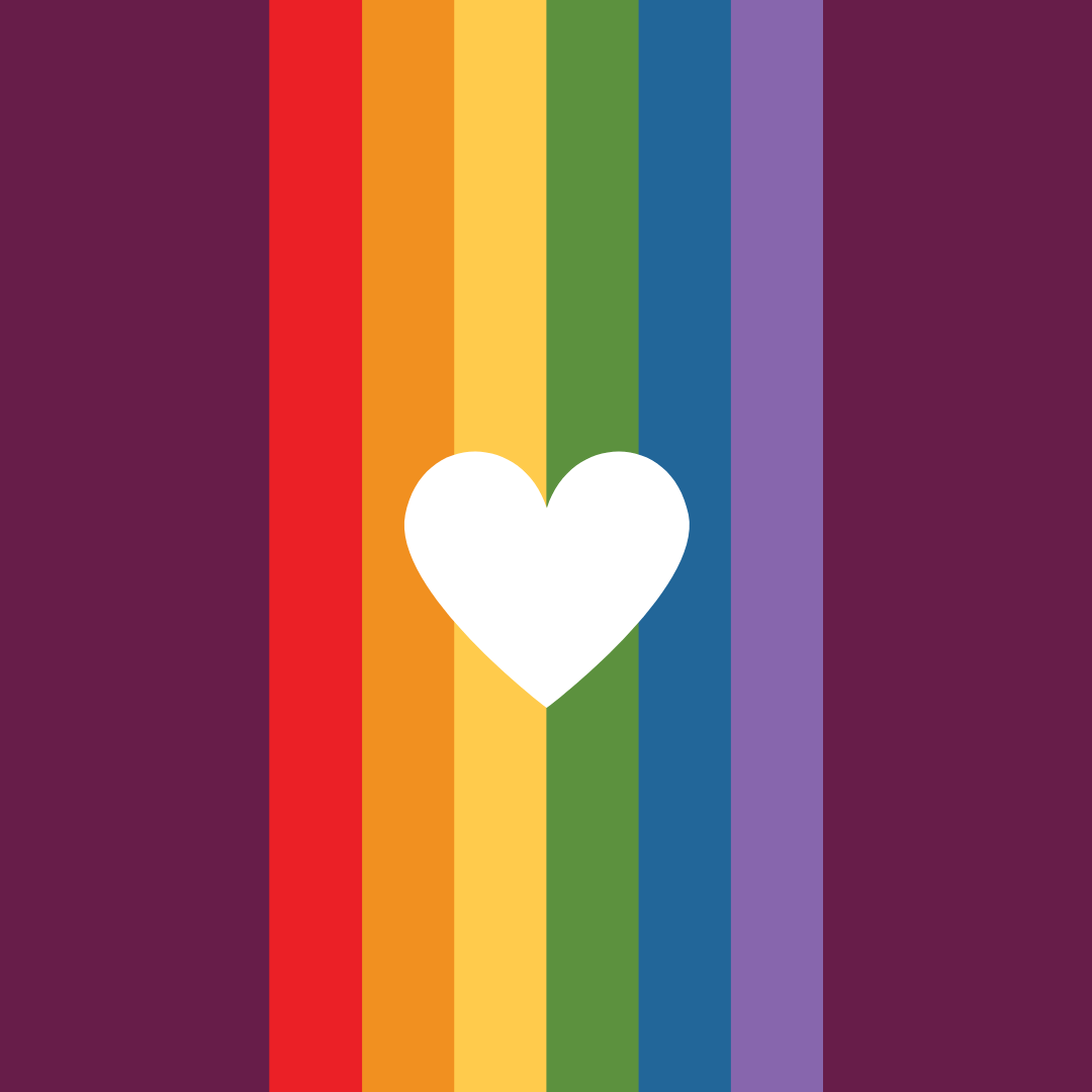 Home Instead Pride flag with heart in the middle