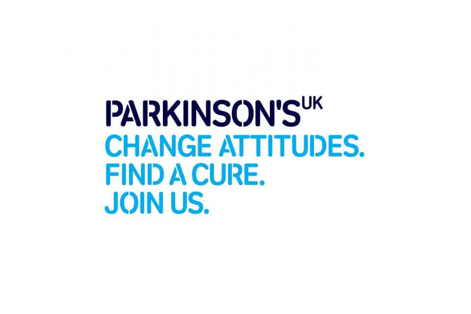 Parkinson's UK logo with the text: Change attitudes. Find a cure. Join us. - Home Instead