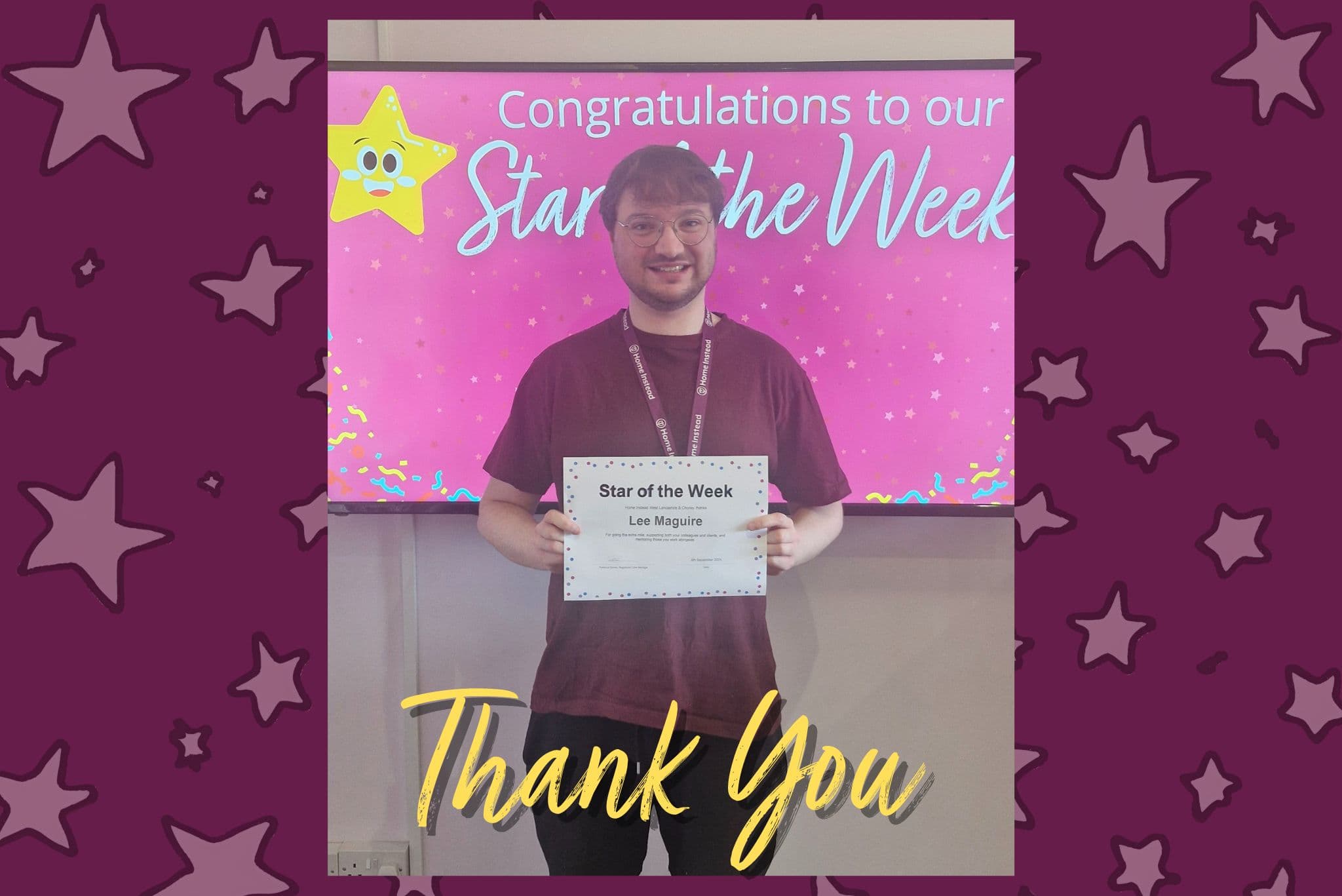 September 4th Star of the Week at Home Instead West Lancashire and Chorley