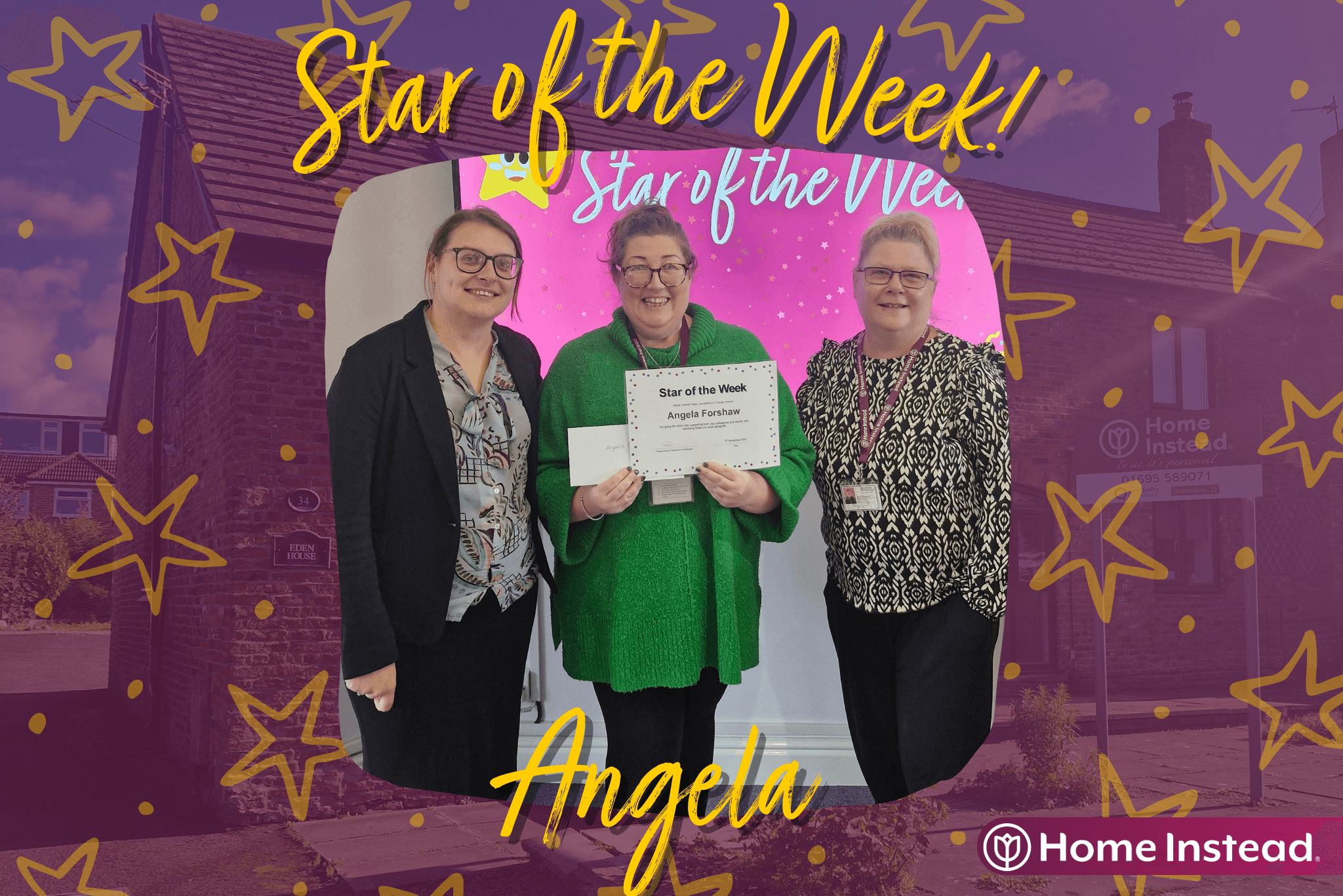 Home Instead Care Professional holding their certificate for being Star of the Week