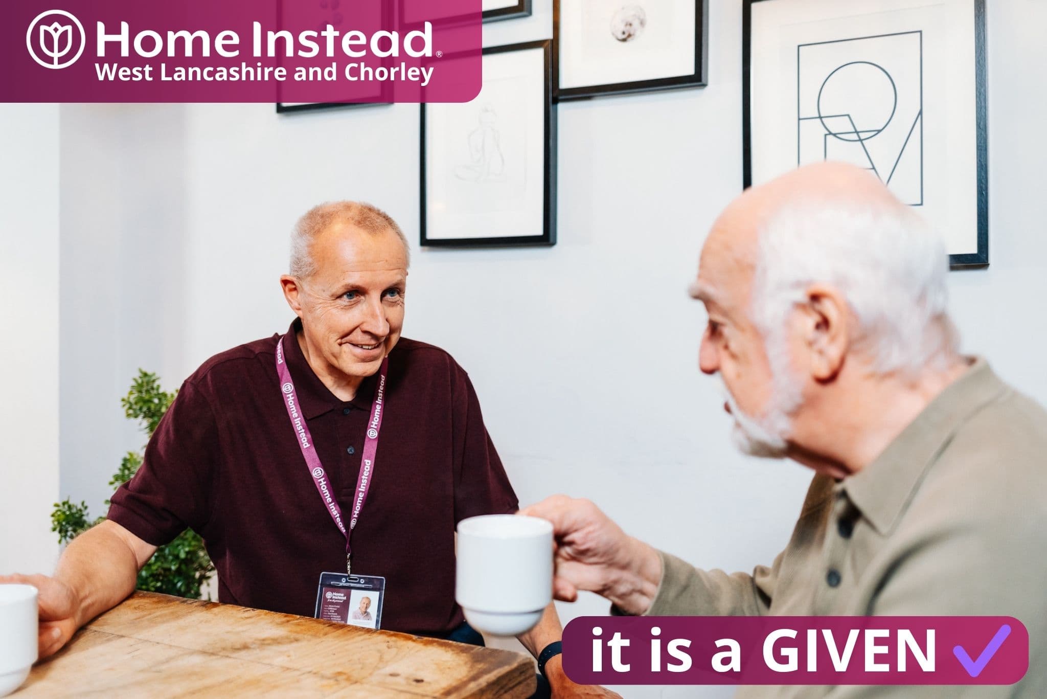 home instead west lancashire and chorley care professional and client pictured together enjoying their good company