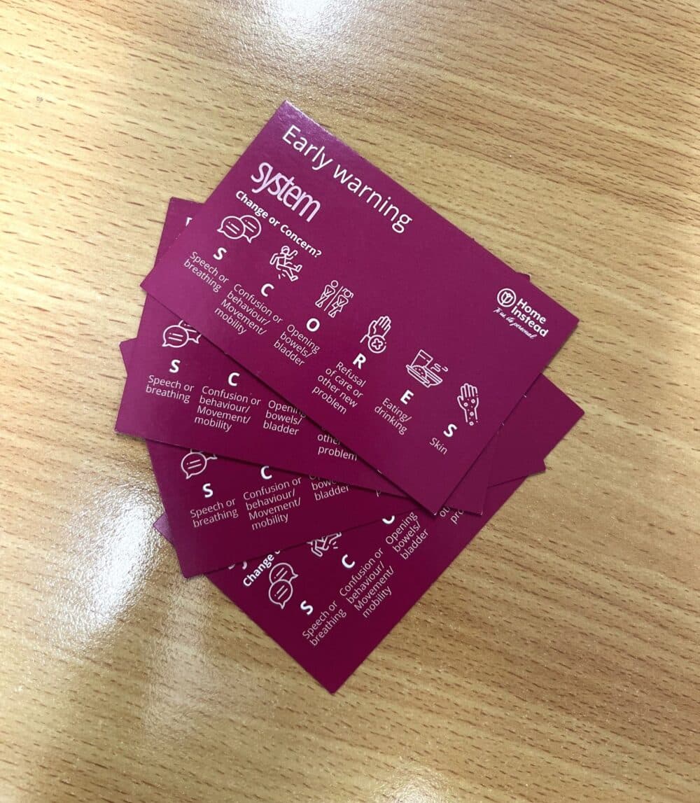 SCORES Card for care professionals to monitor early warning signs