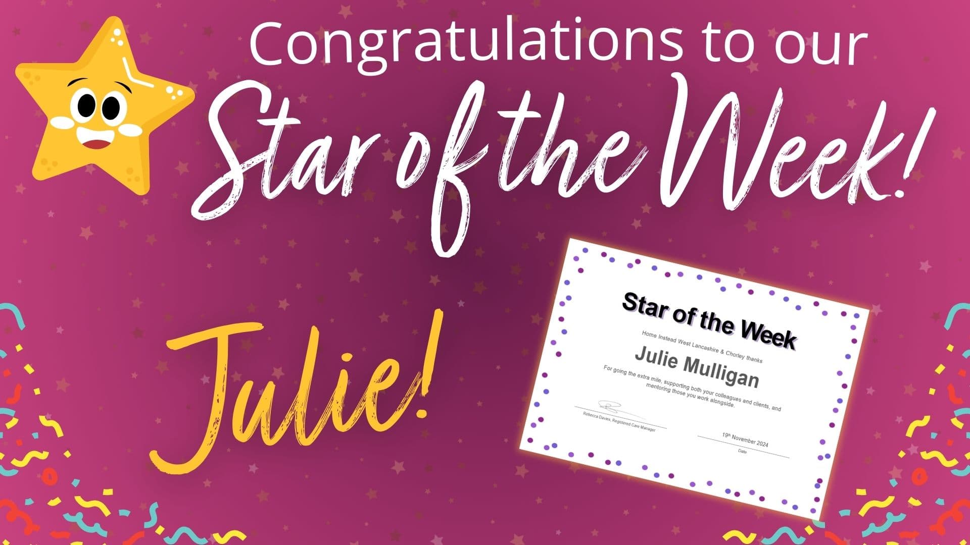 Star of the Week – 22nd November 2024
