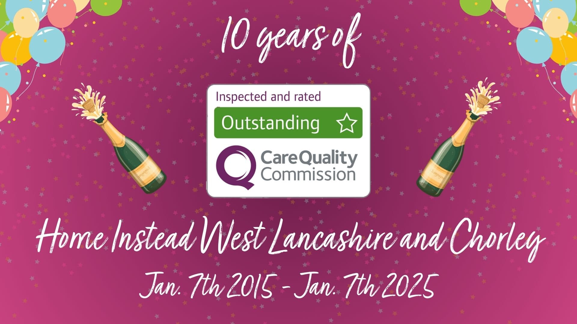 Home Instead West Lancashire and Chorley celebrate 10 years as rated Outstanding by the care quality commission