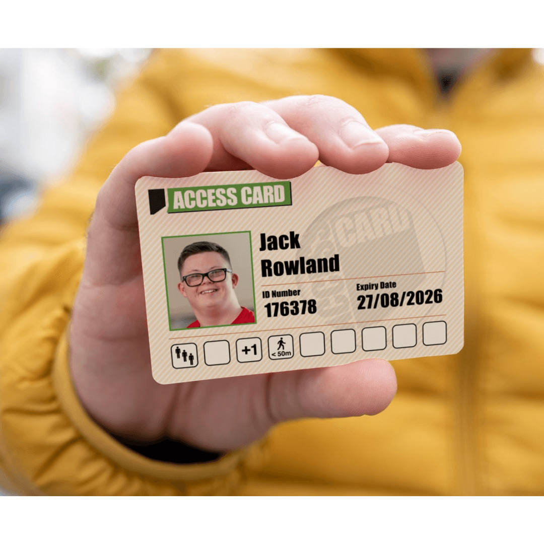 A person holds an access card showing a photo, name, ID number, and expiry date of 27/08/2026. - Home Instead