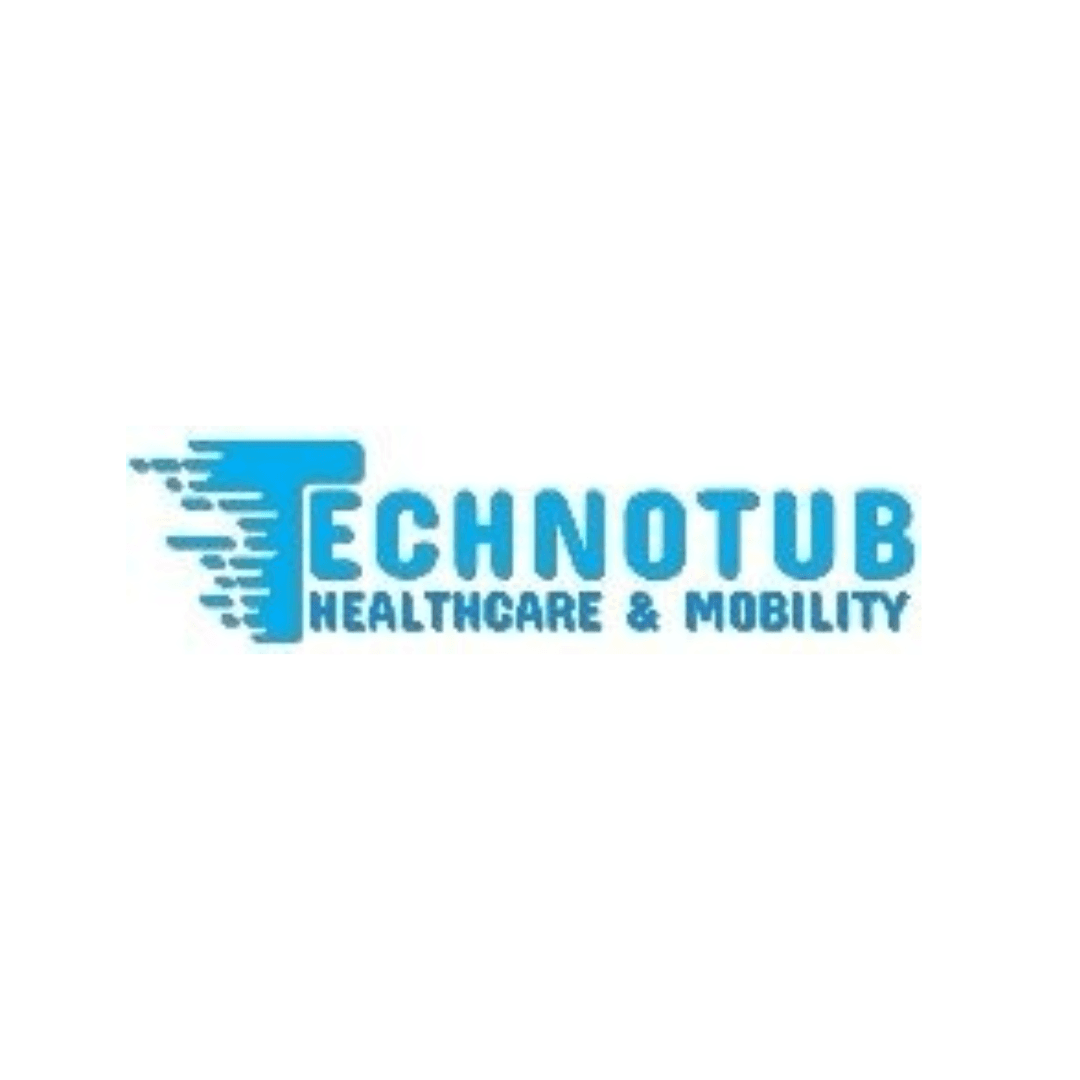 Blue logo reading "TECHNOTUB Healthcare & Mobility" with a stylized "T" made of horizontal lines. - Home Instead