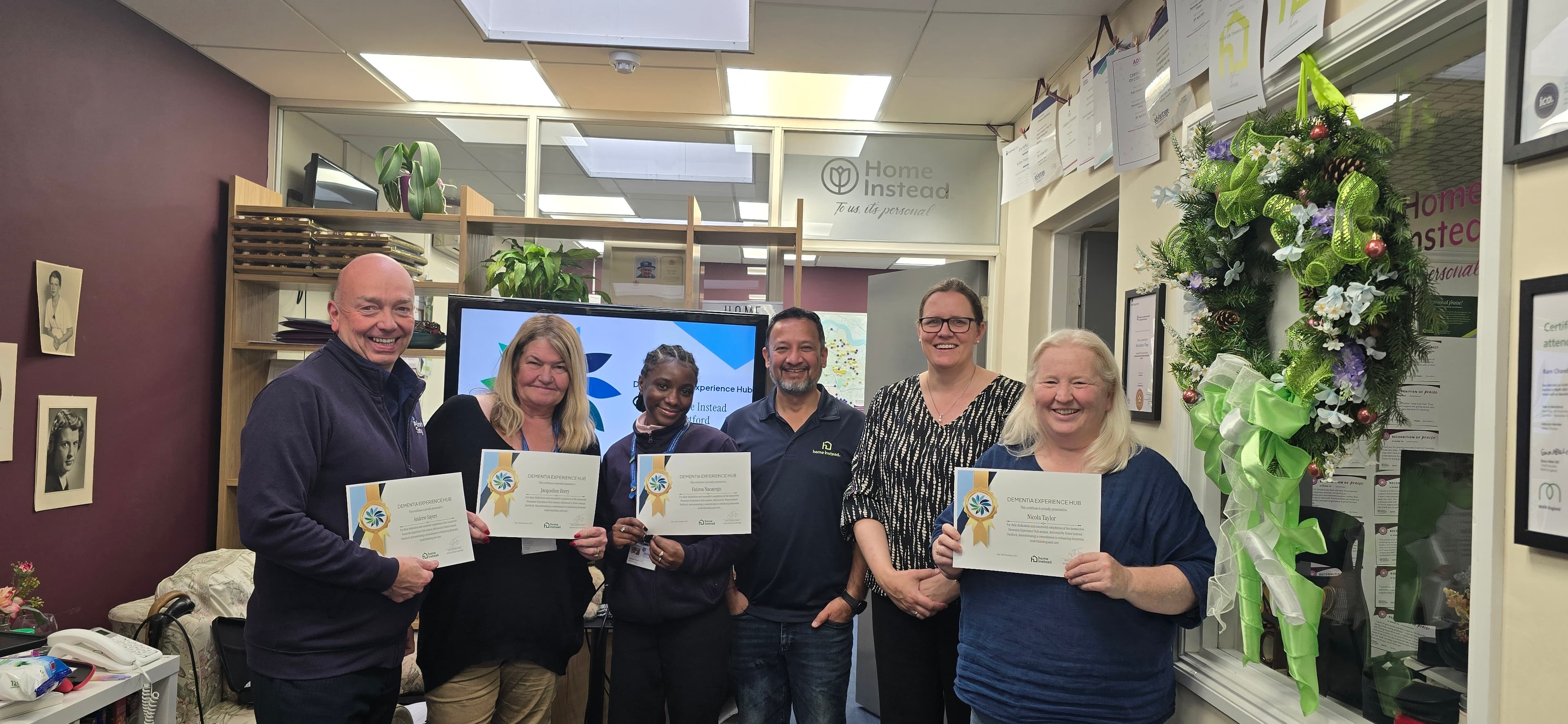 Councillor Nicola Taylor with Alzheimer's Society Bexley team after Dementia experience hub