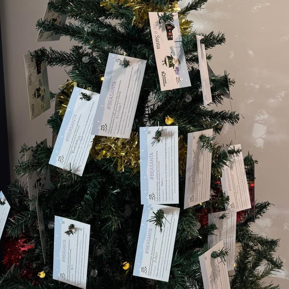 #BEASANTA campaign tree with gift tags