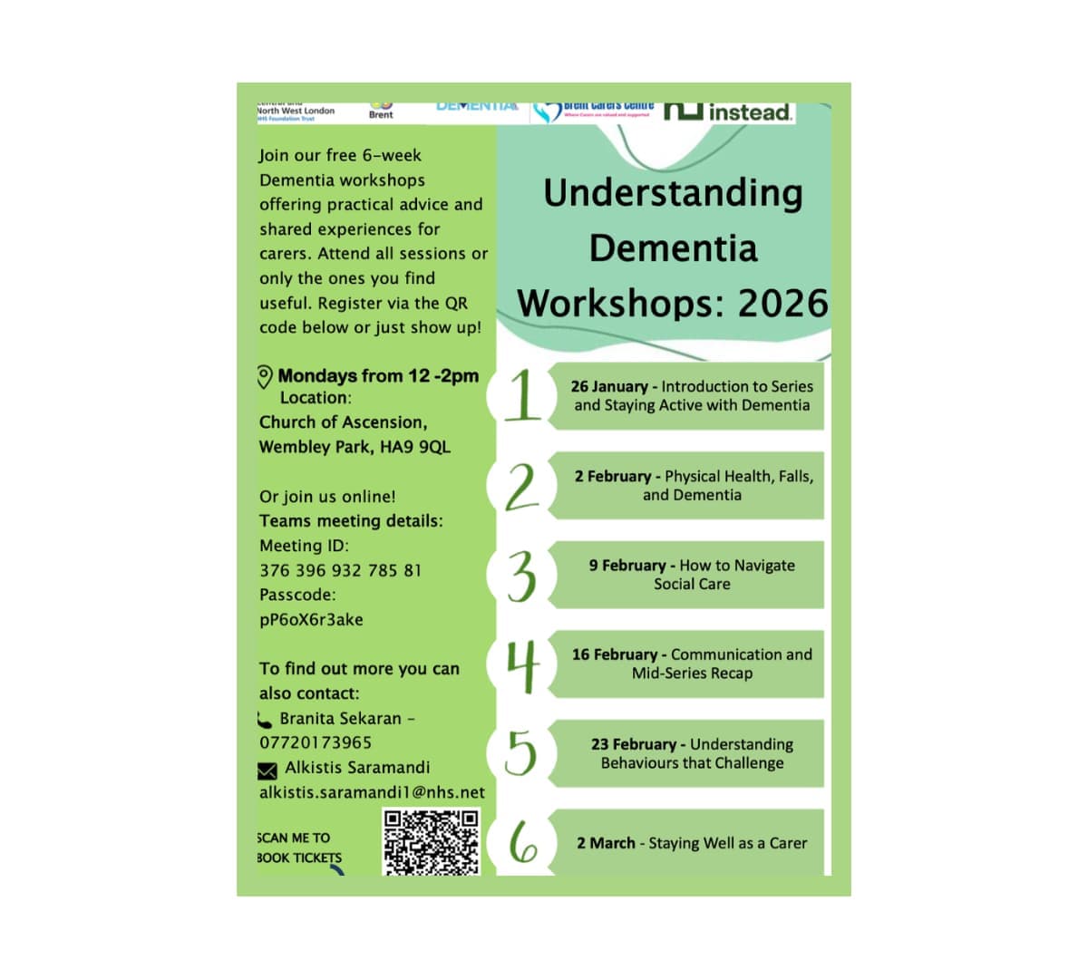 A green infographic for dementia workshop