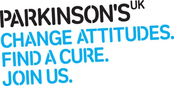 Parkinson's UK logo with the text "CHANGE ATTITUDES. FIND A CURE. JOIN US." in black and blue font. - Home Instead