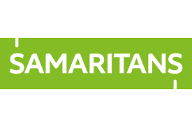 Green rectangular logo with the word "SAMARITANS" in white capital letters. - Home Instead