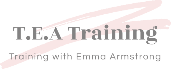 Logo image that reads "T.E.A Training - Training with Emma Armstrong" with a pink brushstroke in the background. - Home Instead