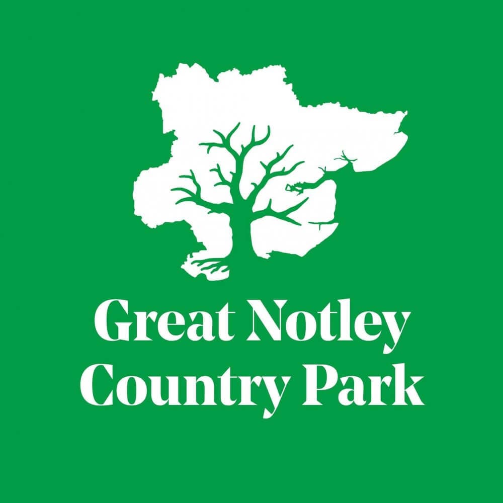 Logo of Great Notley Country Park with a tree silhouette on a green background. - Home Instead