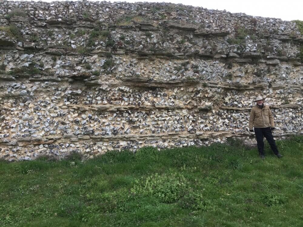 Home Instead Basingstoke picture of a man in front of remains of a Roman wall at Silchester
