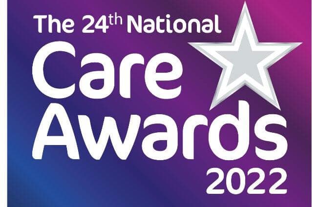 The 24th National Care Awards 2022 logo with a star on a purple and blue gradient background. - Home Instead