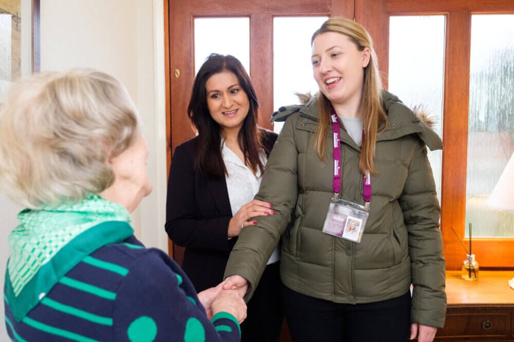 Home Instead care manager introduces the carer to a Home Instead client
