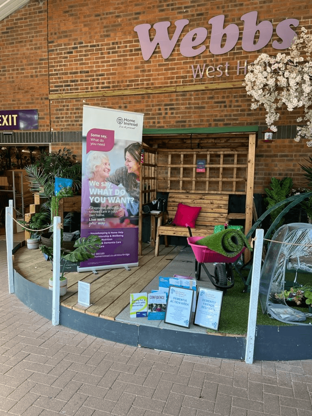 Home Instead Care have a regular information stand at Webbs of Hagley in Dementia Action Week