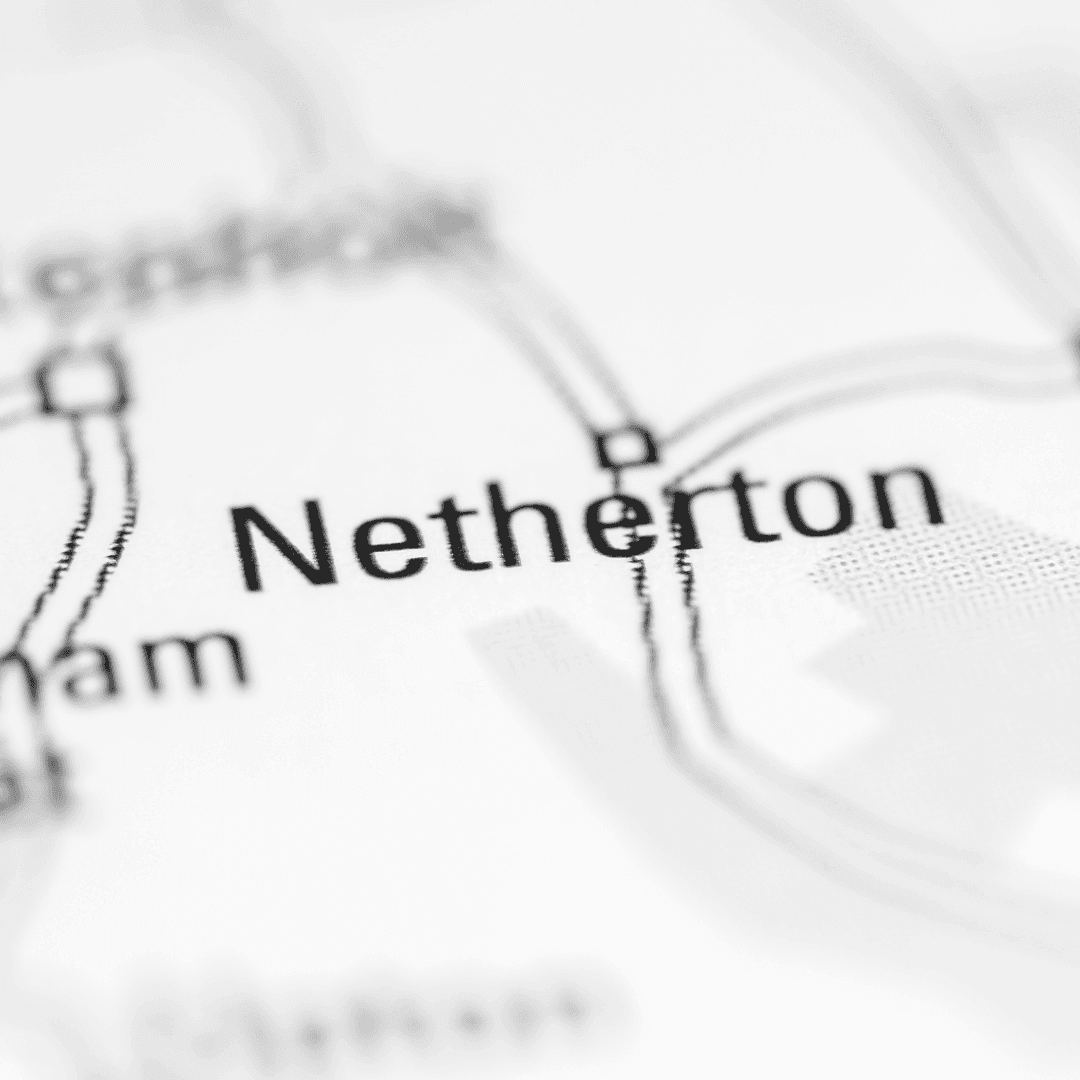 Close-up of a monochrome map with "Netherton" as the central focus. - Home Instead