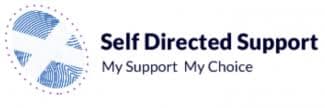 A logo with a blue circular design and text reading "Self Directed Support - My Support, My Choice. - Home Instead