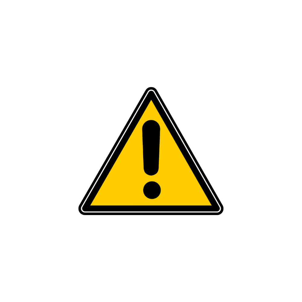 Yellow warning triangle with a black exclamation mark in the center on a white background. - Home Instead