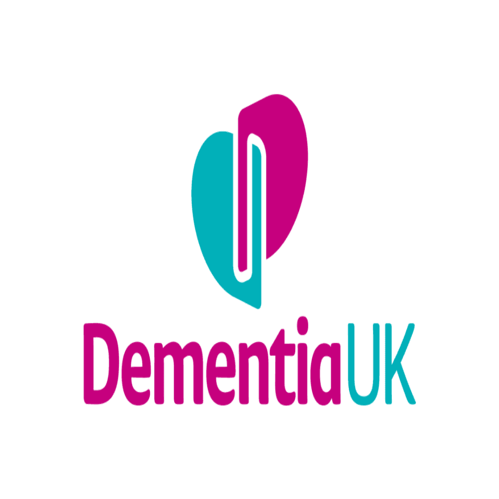 Dementia UK logo with a stylized heart in teal and magenta colors and the text "DementiaUK" below it. - Home Instead