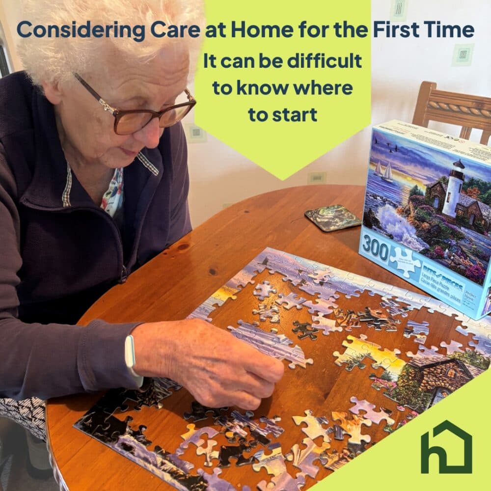 Home Instead Client doing a jigsaw at home