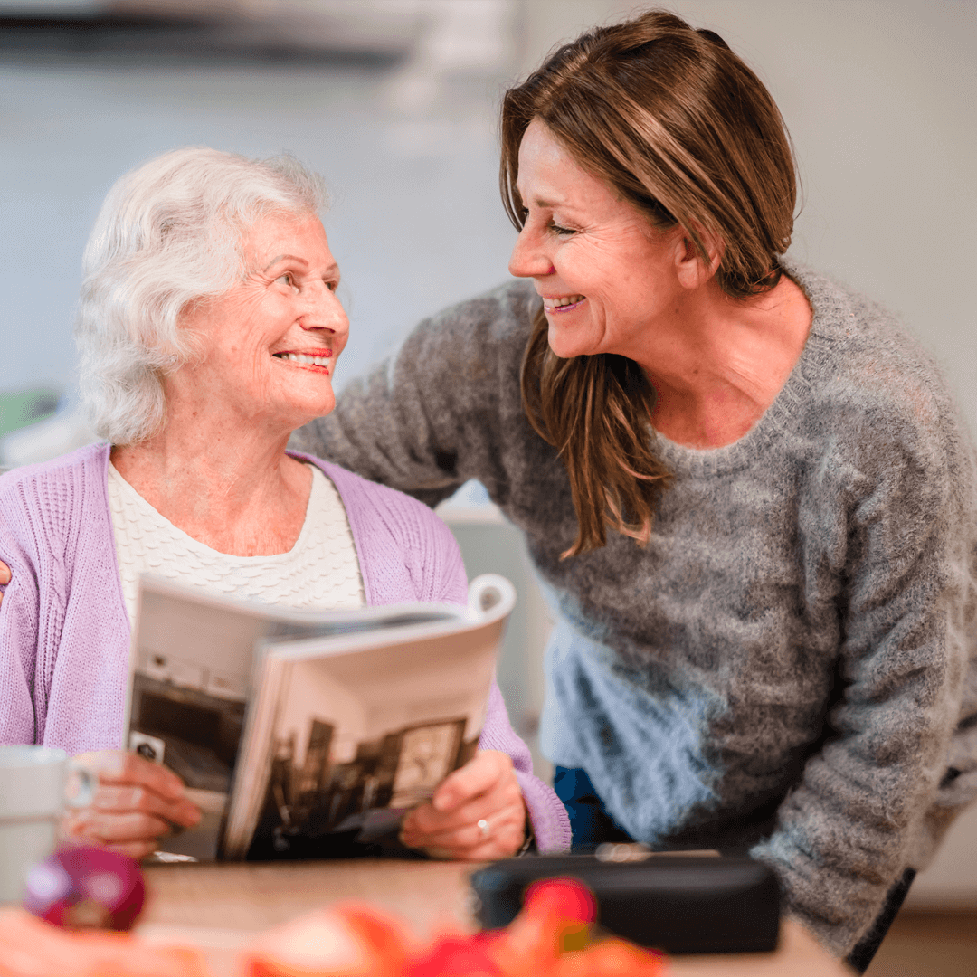 care professional smiling with client