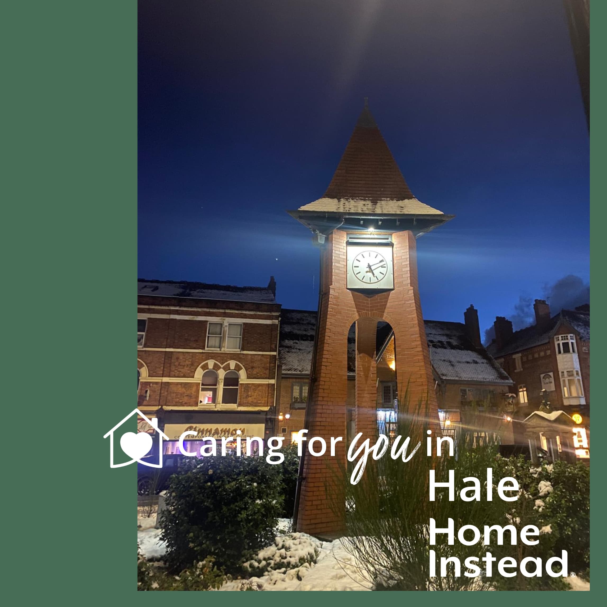 Picture of Hale clock. Caring for you in Hale By Home Instead Altrincham Sale and Wythenshawe