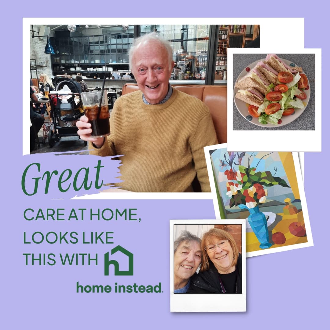 Care being Enjoyed out in the local community, craft work and lunch, Care Professionals and Clients enjoying life in Sale Altrincham and Wythenshawe by Home Instead