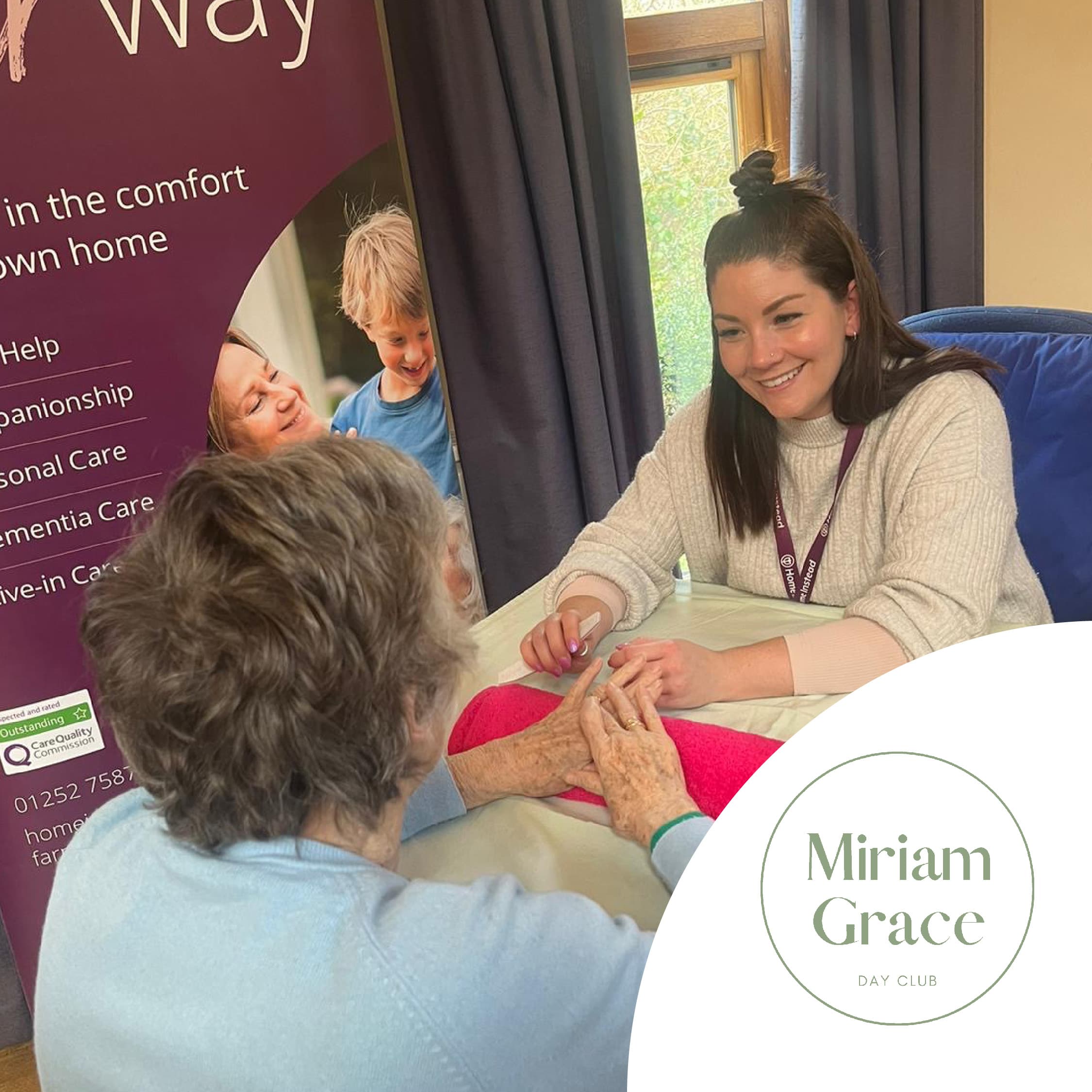 Home Instead Care Manager Lauren providing a manicure to client