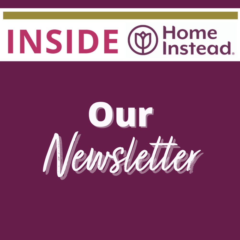Inside Home Instead: Our Newsletter" written on a purple background. - Home Instead