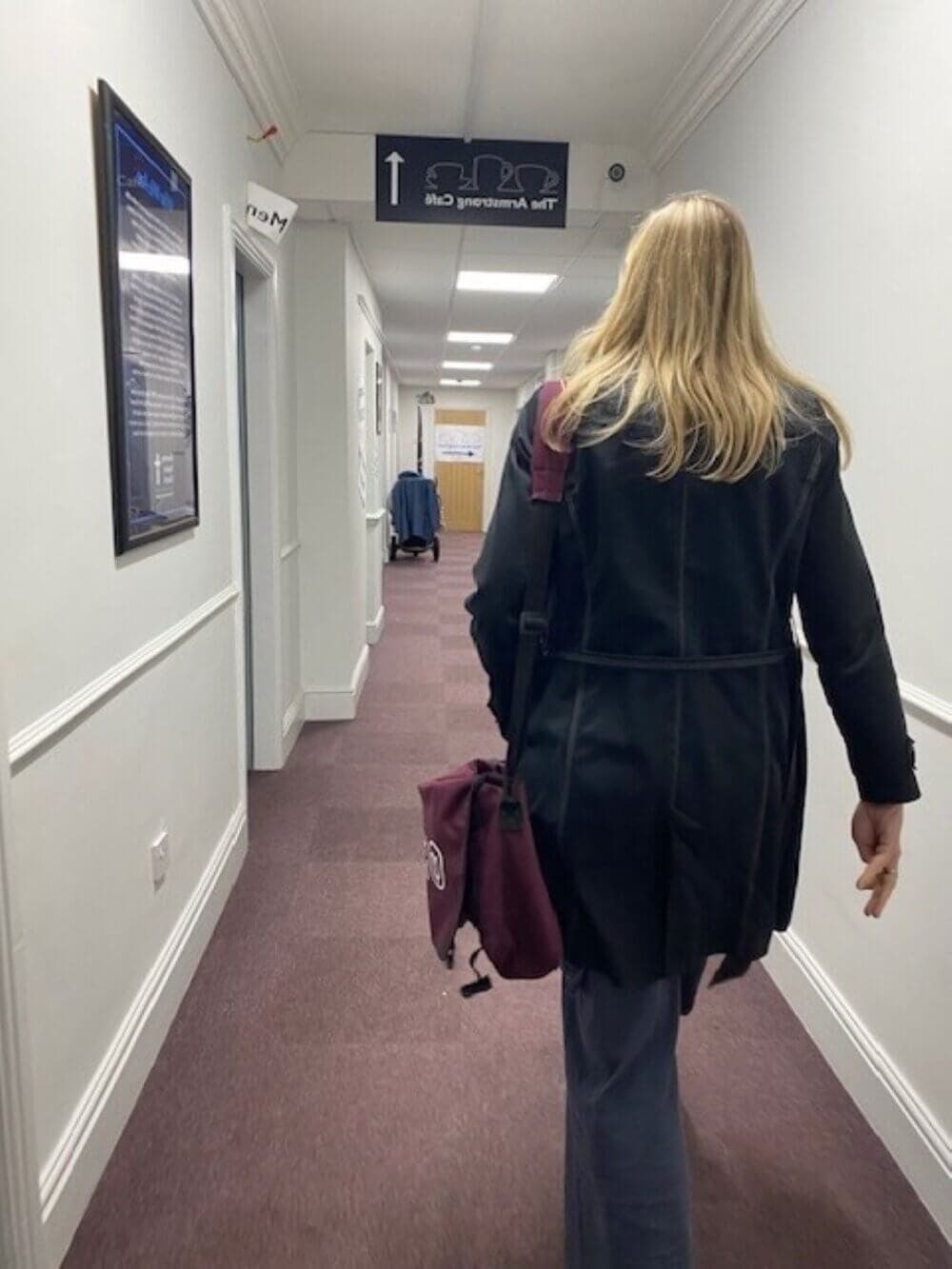 Mandy dropping Alzheimer's society checklist at The Armstrong Café in Beverley