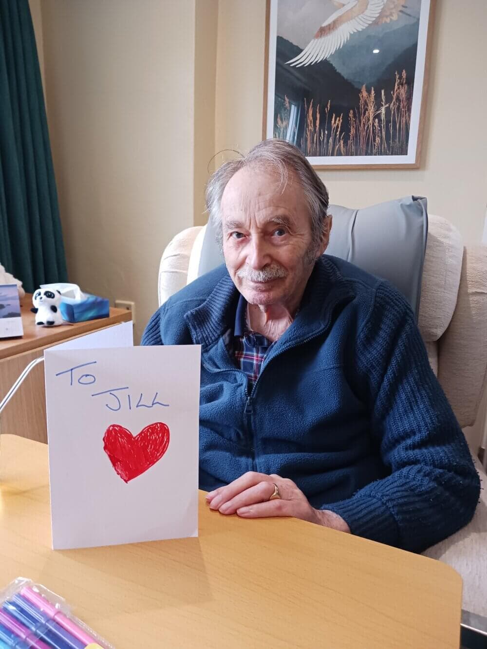 Client with Valentine's card