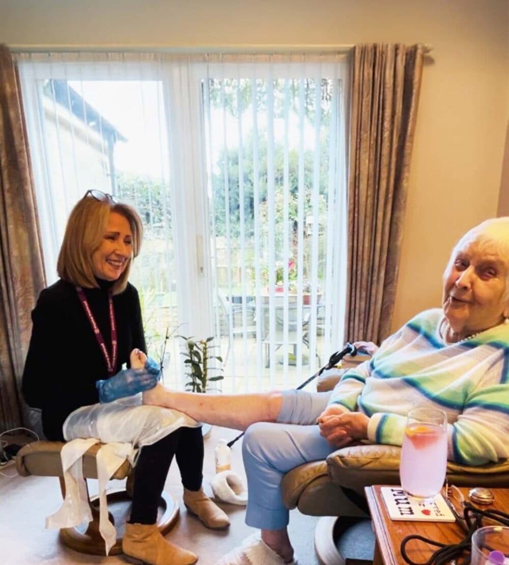 Home Instead Ascot Client Pam with her care professional Ally