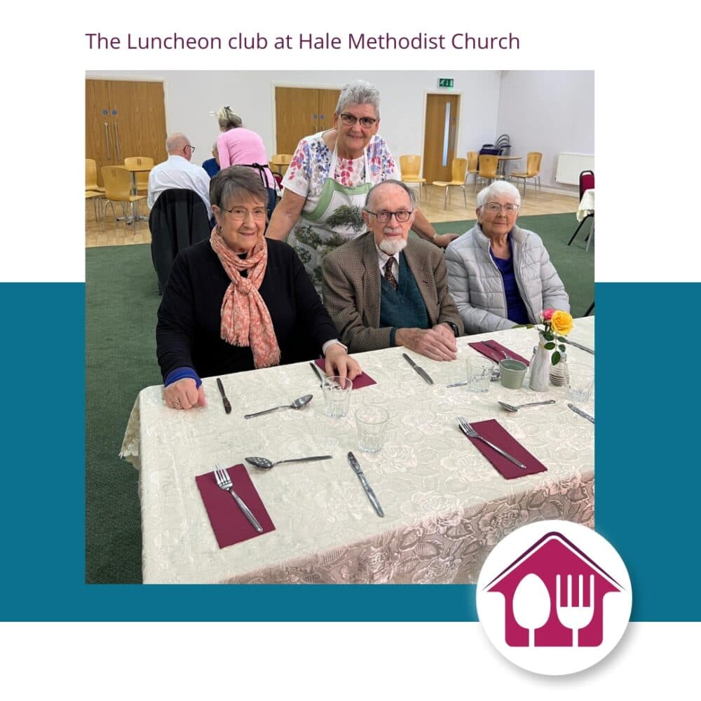 sitting down for a meal together with friends at a Luncheon clubs in Hale