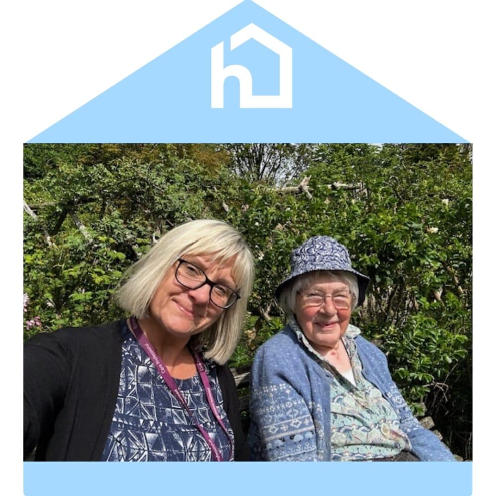 Showing Care professional and Client out doors enjoying their time together The joy of great Care at Home Home Instead Altrincham Sale and Wythenshawe