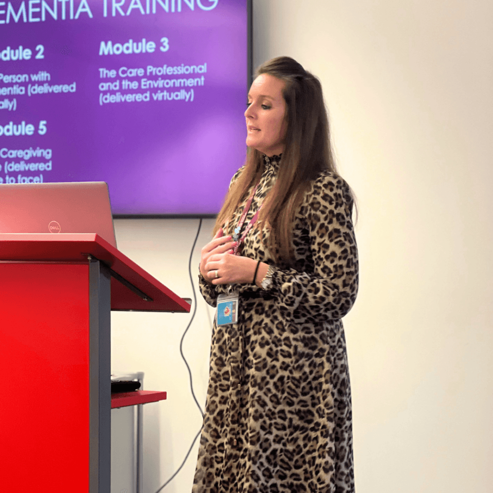 Alexia, deputy care manager talking about dementia training in the care pro meeting
