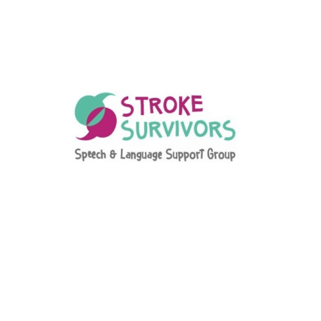 Logo for Stroke Survivors Speech & Language Support Group with teal and magenta design elements. - Home Instead
