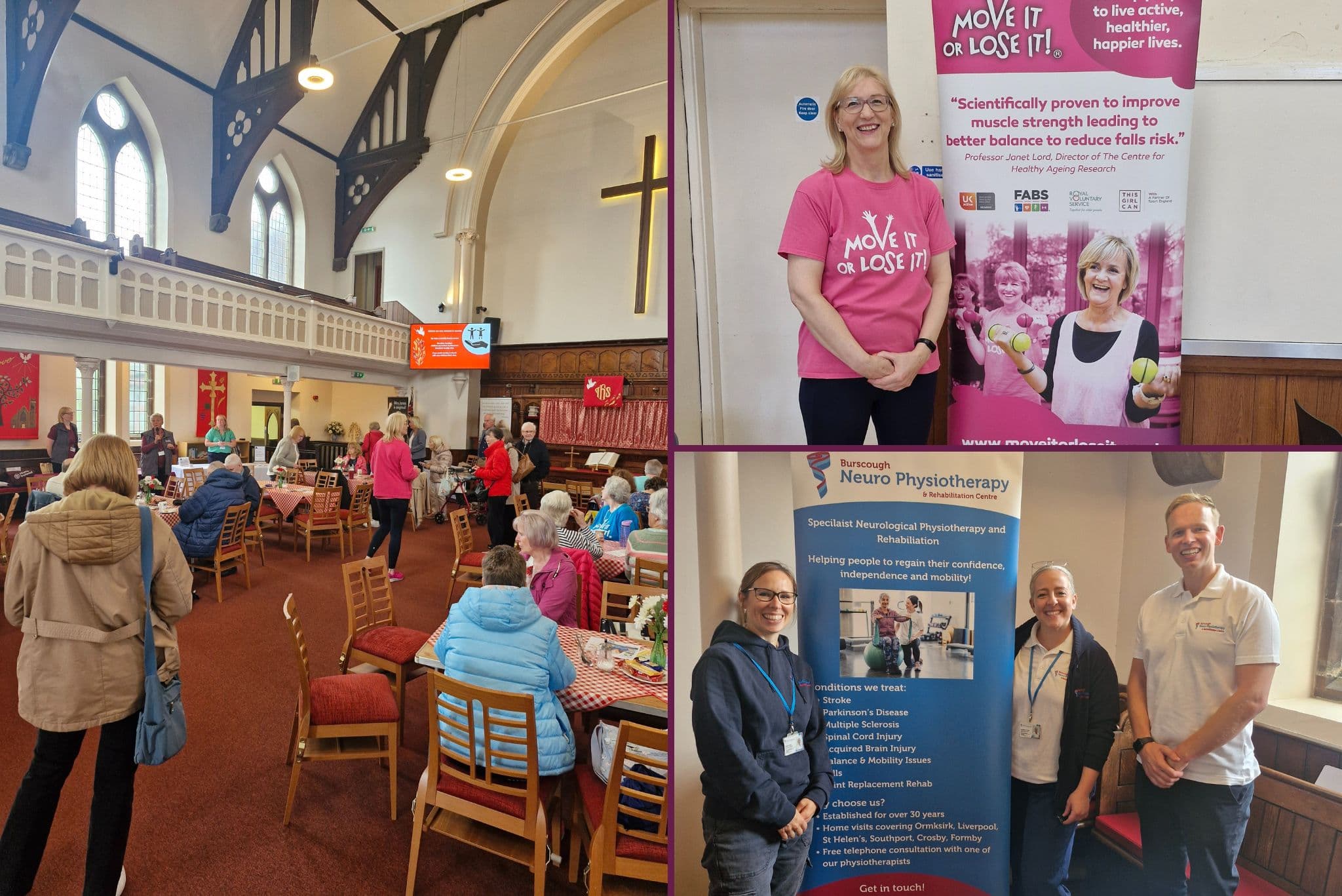 Open Community Hub at Emmanuel Church with Burscough Neuro Physiotherapy and Move It or Lose It