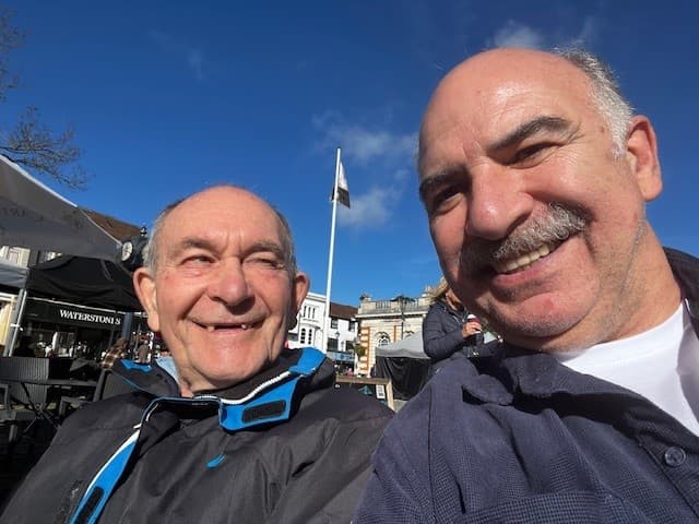 Male Carer with Client out in Hitchin Hertfordshire