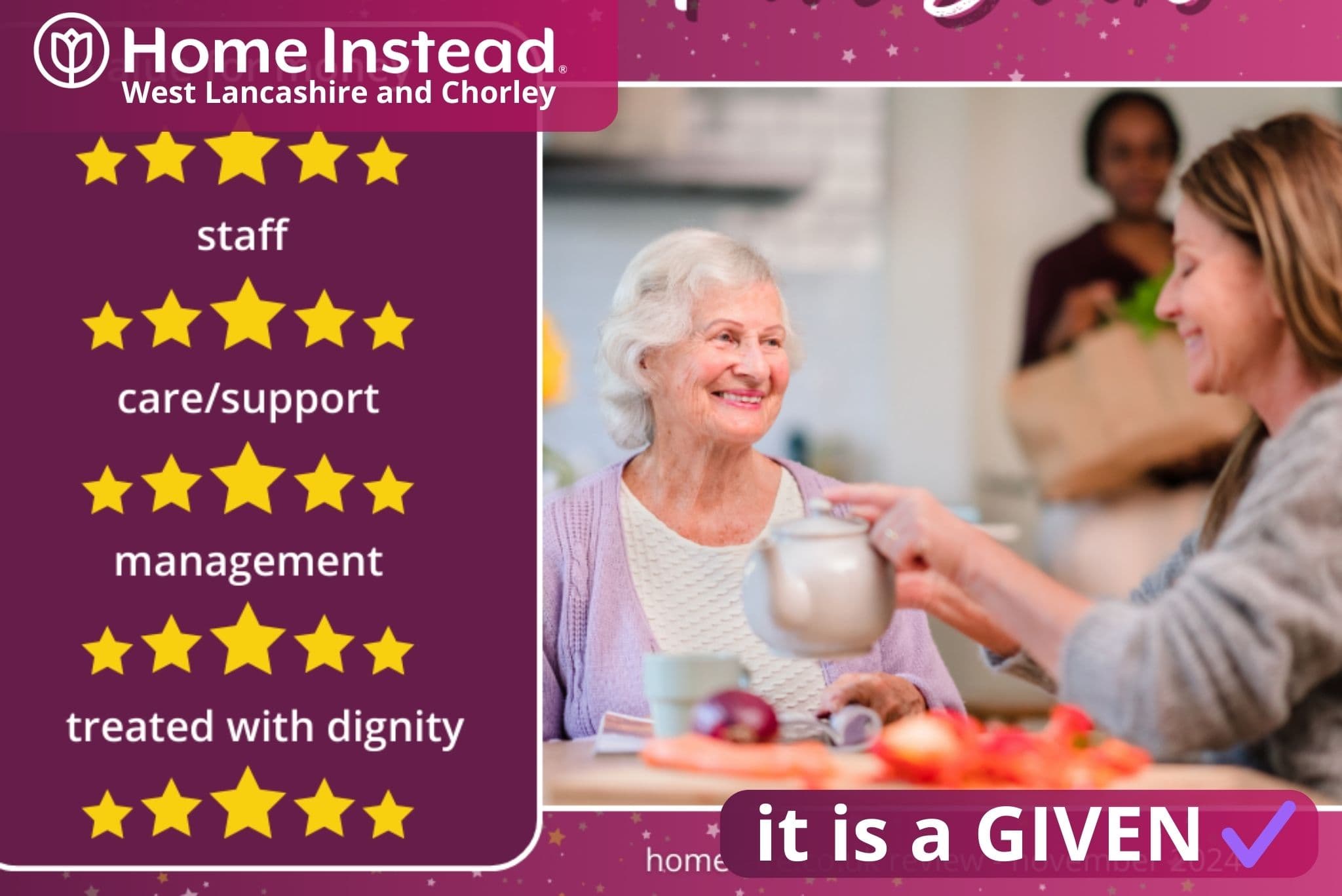 Five Star Review at Home Instead West Lancashire and Chorley