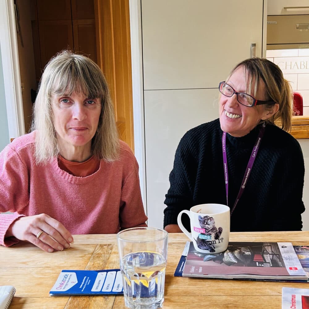 Home Instead Farnborough Care Professional Julie B enjoying time with her client
