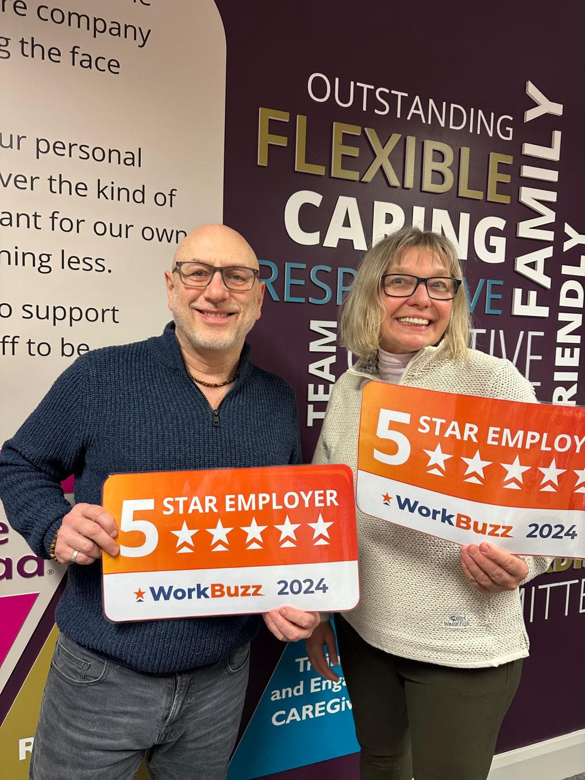 At Home Instead, we’re dedicated to supporting our care professionals with a rewarding work environment, many benefits, and a wealth of opportunities for learning and progression. We actively listen to our team through the PEAq survey, ensuring their voices are heard and valued. Our commitment to staff wellbeing has been recognised with a 5-star employer rating from WorkBuzz and a listing as the No. 3 top employer in the UK by the Financial Times. We’re proud to provide a place where care professionals can thrive and grow in their careers.