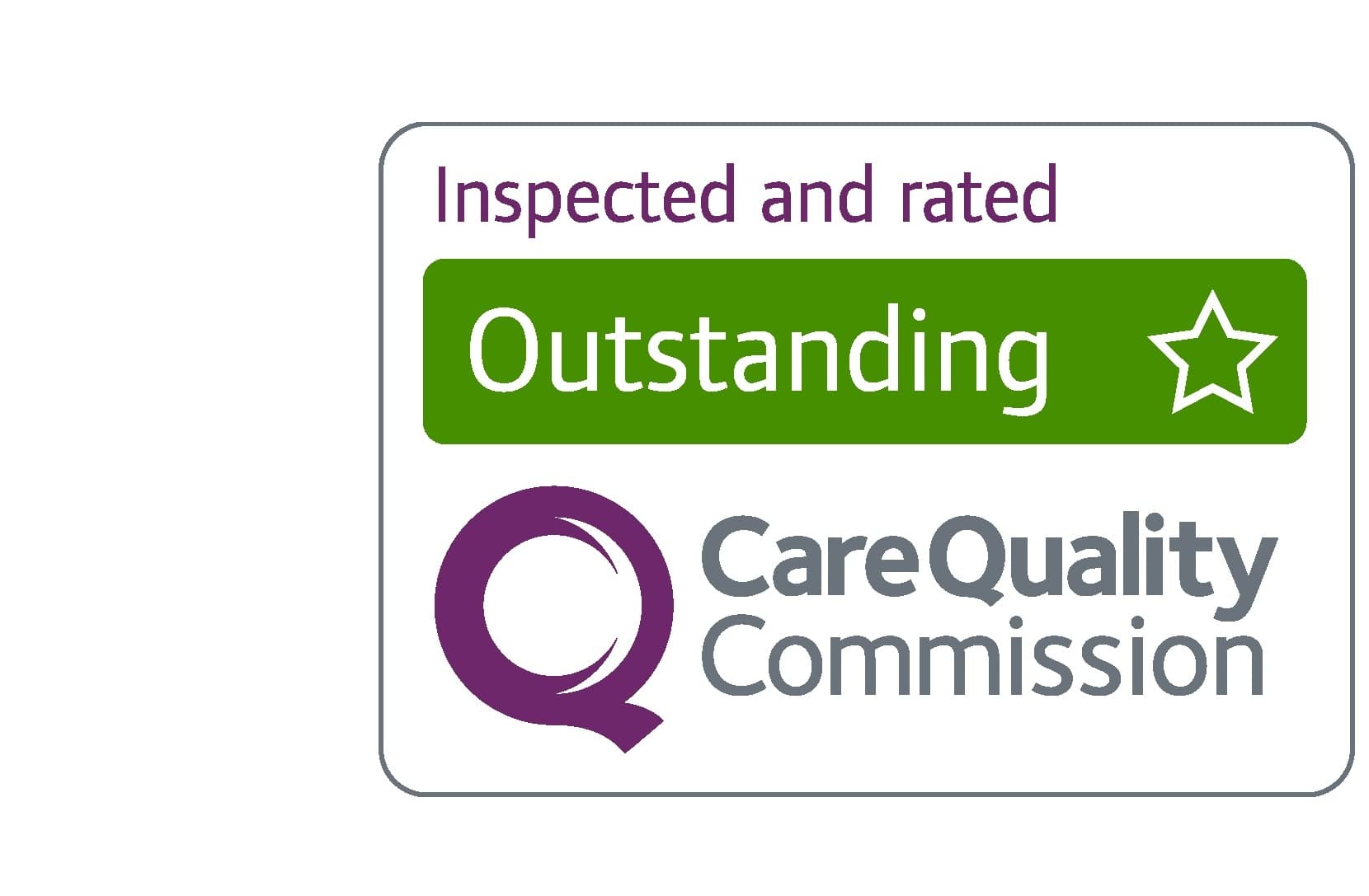 Care Quality Commission badge showing “Inspected and rated Outstanding” with a star icon. - Home Instead