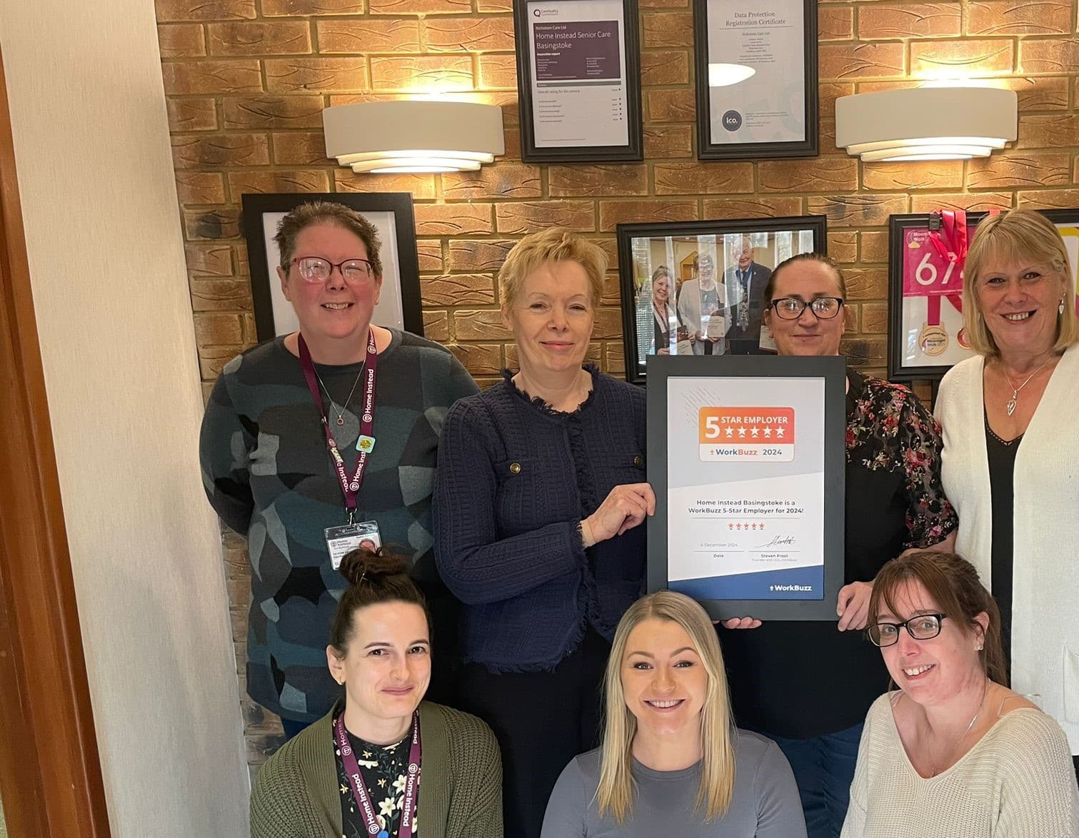 Home Instead Basingstoke staff with their 5-Star Employer Award