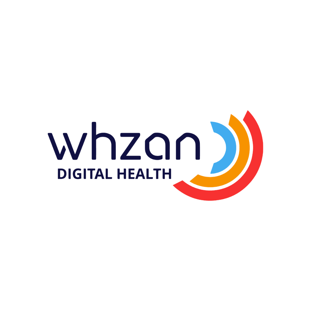 Whzan Digital Health logo with colorful curved lines in blue, orange, and red on a white background. - Home Instead