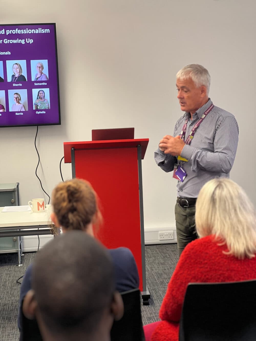 Mark speaking at the Care Pro meeting about Home Instead frailty clinic referral project